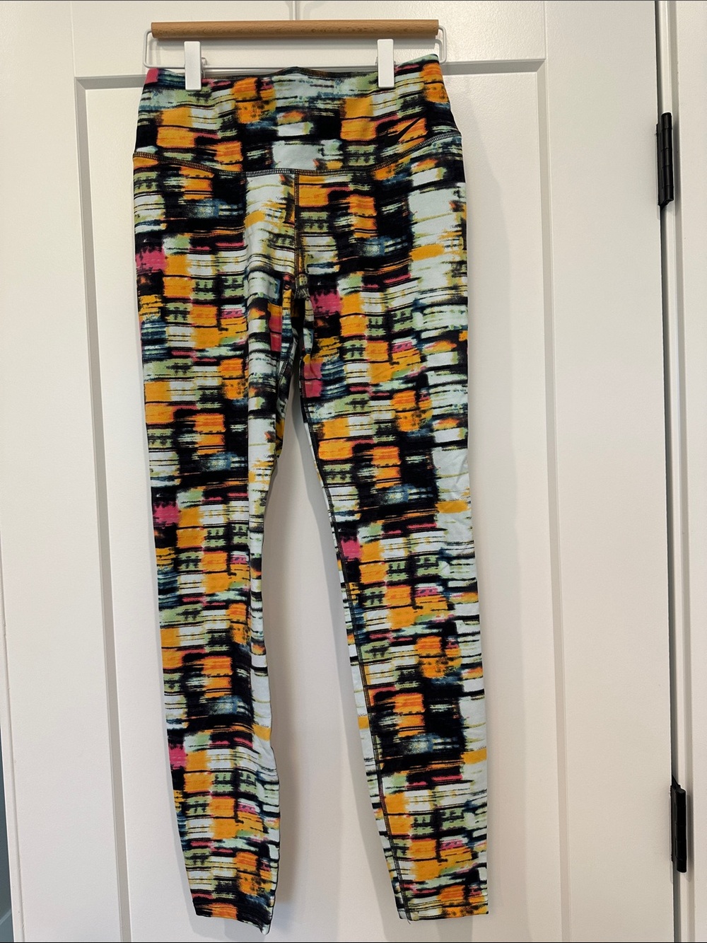 Nike Dri-Fit Multicolor Print Leggings - Black, Orange, Blue & Pink (Medium)